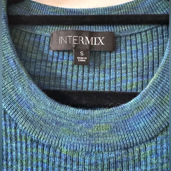 Intermix Mia Puff Sleeve Dress in Blue/Green size Small - Picture 5 of 7